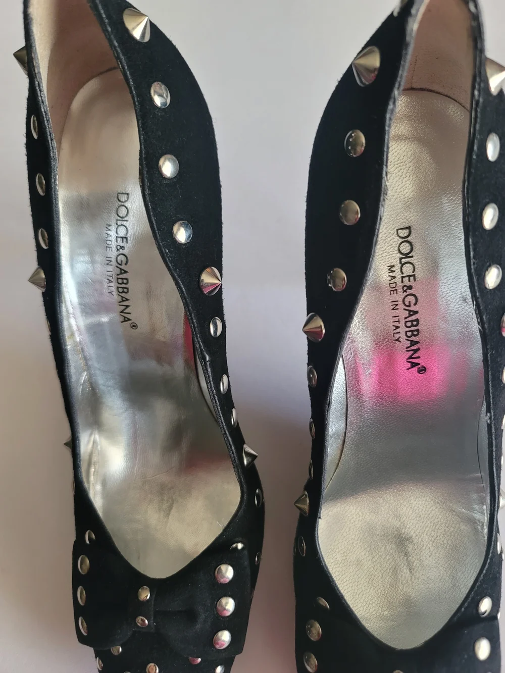 Dolce & Gabbana Black Studded Almond Toe Pumps, EUR 39.5